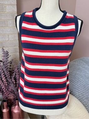 GAP Striped Sweater Vest - Red, White, & Blue